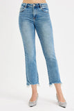 RISEN Full Size High Rise Crop Straight Slim Jeans Plus Size - Trendsi