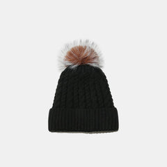 Cable Knit Winter Hat with Pompom - Trendsi