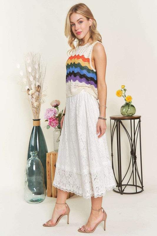 ADORA Elastic Waist Lace Midi Skirt - Trendsi - Flyclothing LLC