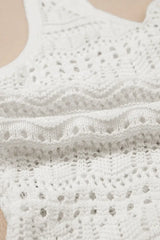 Hollowed Knit V Neck Drawstring Sweater Vest - Trendsi - Flyclothing LLC