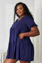 Mandy V-Neck Flounce Sleeve Tiered Dress - Trendsi - Flyclothing LLC