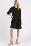 Mittoshop Button Detail Collared Neck Tiered Shirt Dress - Trendsi