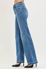 RISEN High Rise Wide Leg Jeans With Released Hem - Trendsi - Flyclothing LLC
