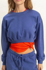 HYFVE Crew Neck Long Sleeve Crop Sweatshirt - Trendsi - Flyclothing LLC