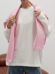 Round Neck Dropped Shoulder Long Sleeve T-Shirt - Trendsi
