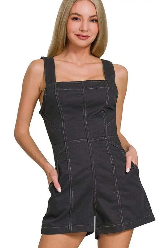 Zenana Tie Back Romper - Trendsi - Flyclothing LLC