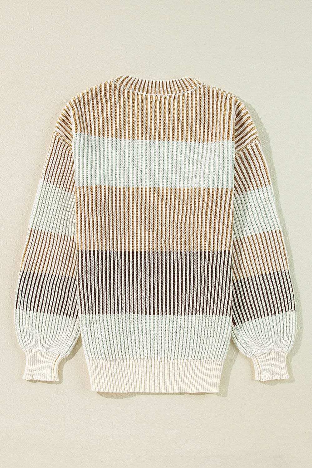 Striped Color Block Round Neck Long Sleeve Sweater - Trendsi - Flyclothing LLC