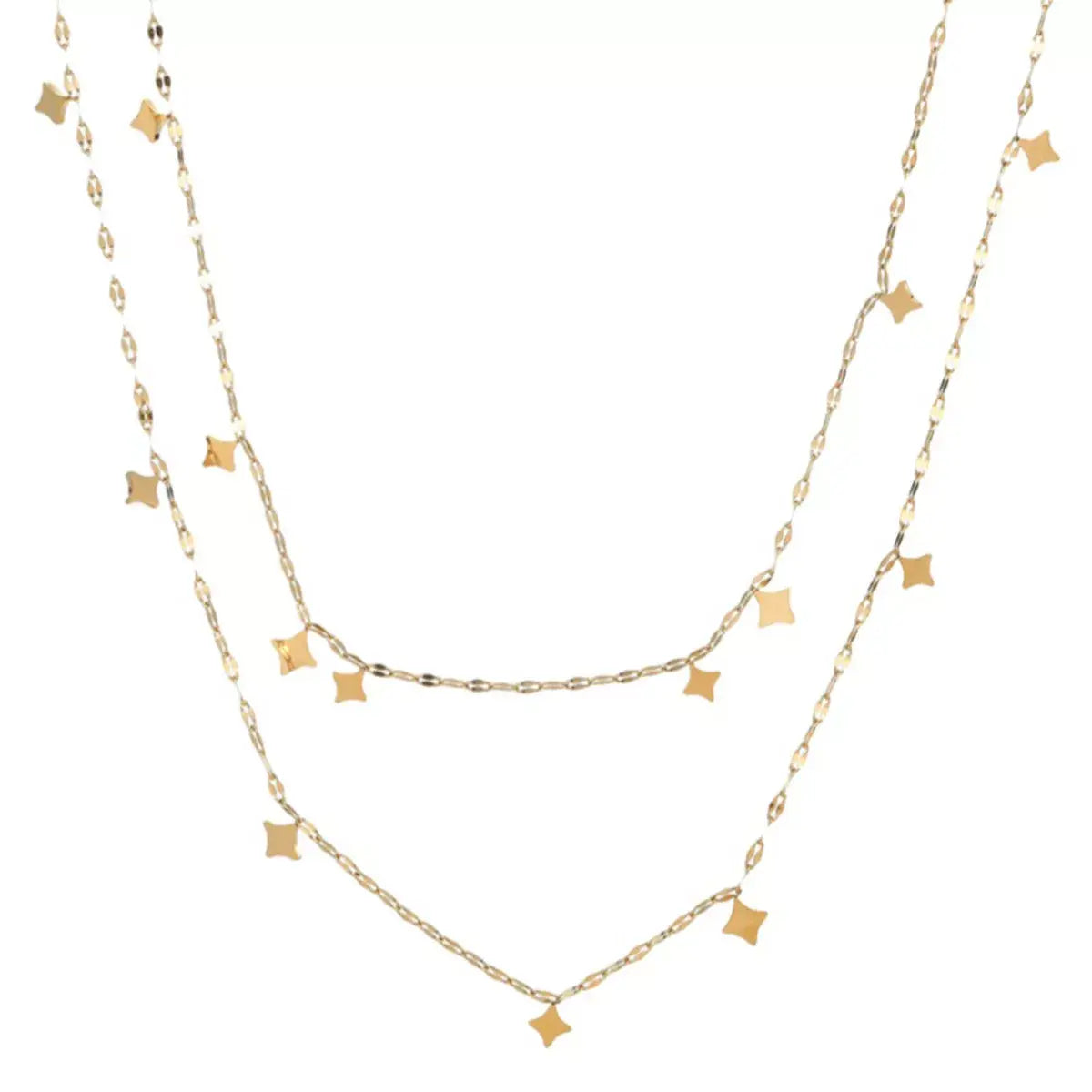18K Gold-Plated Layered Star Charm Necklace - Trendsi - Flyclothing LLC