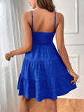 Smocked Tiered Sleeveless Mini Dress - Trendsi