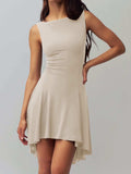 High-Low Round Neck Sleeveless Dress - Trendsi - Flyclothing LLC