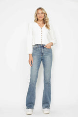 Judy Blue Full Size Tummy Control Back Embroidered Pocketed Bootcut Jeans Plus Size - Trendsi - Flyclothing LLC