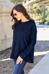 Basic Bae Full Size Ribbed Round Neck Long Sleeve Knit Top - ShopBasicbae - Flyclothing LLC