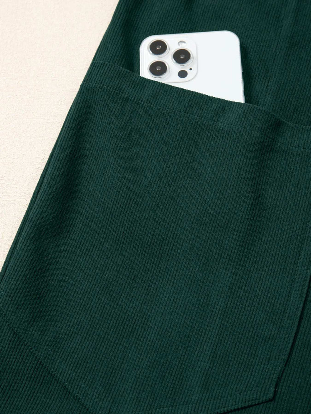 Corduroy V Neck Patched Pocket Sleeveless Jumpsuit - Trendsi - Flyclothing LLC