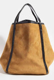 Fame Suede Tote Faux Leather Trim Shoulder Strap - Trendsi - Flyclothing LLC