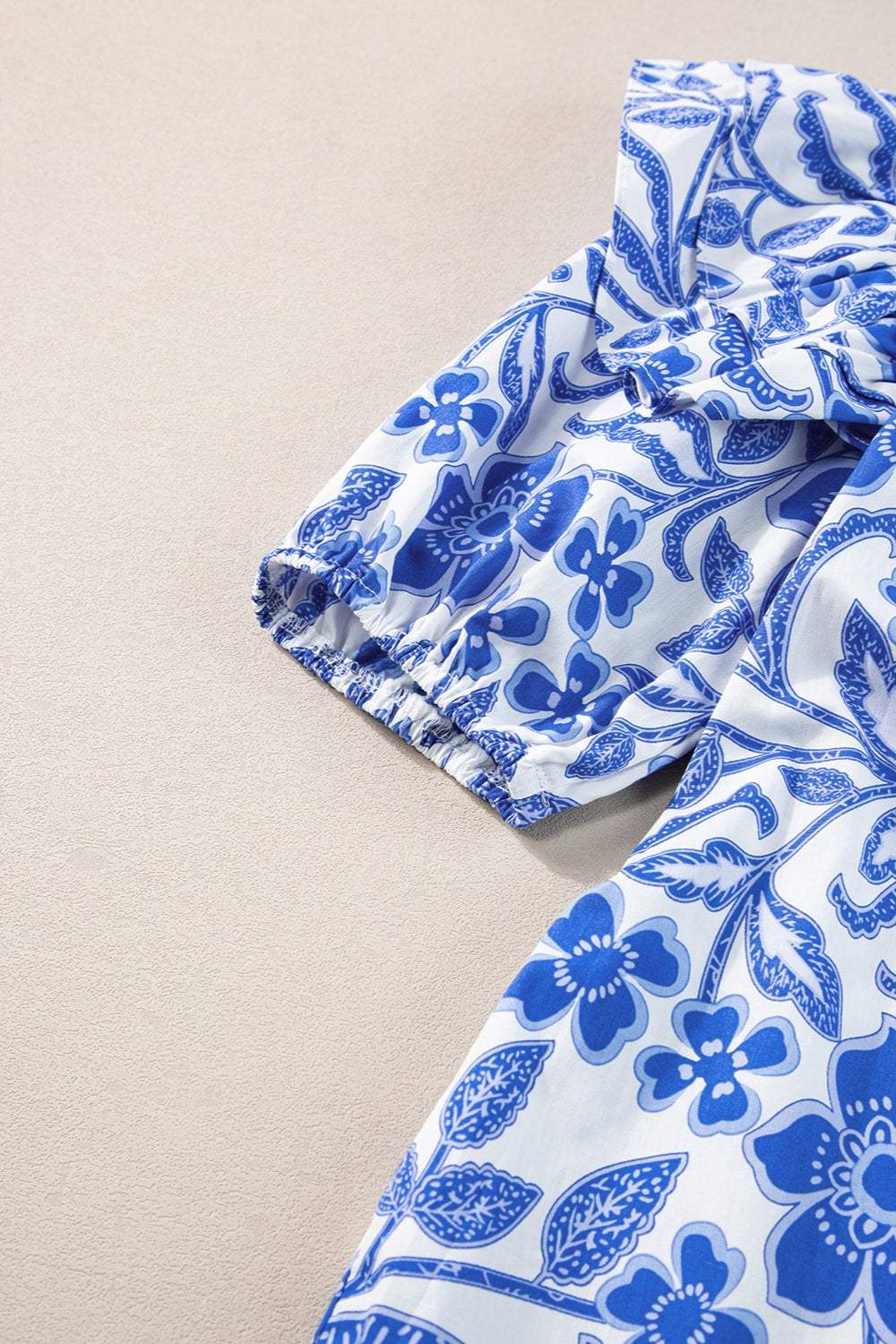 Printed Notched Half Sleeve Blouse - Trendsi - Flyclothing LLC