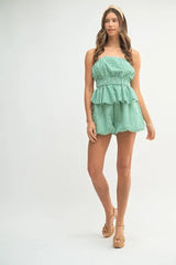 MABLE Gingham Tube Top and Shorts Set - Trendsi - Flyclothing LLC