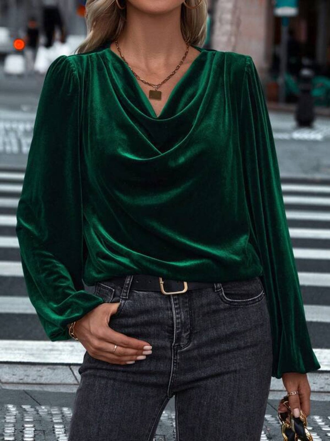 Lovelet Cowl Neck Long Sleeve Blouse - Trendsi