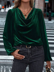 Lovelet Cowl Neck Long Sleeve Blouse - Trendsi