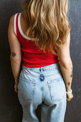 Contrast Trim Ribbed Knit Vest - Trendsi - Flyclothing LLC