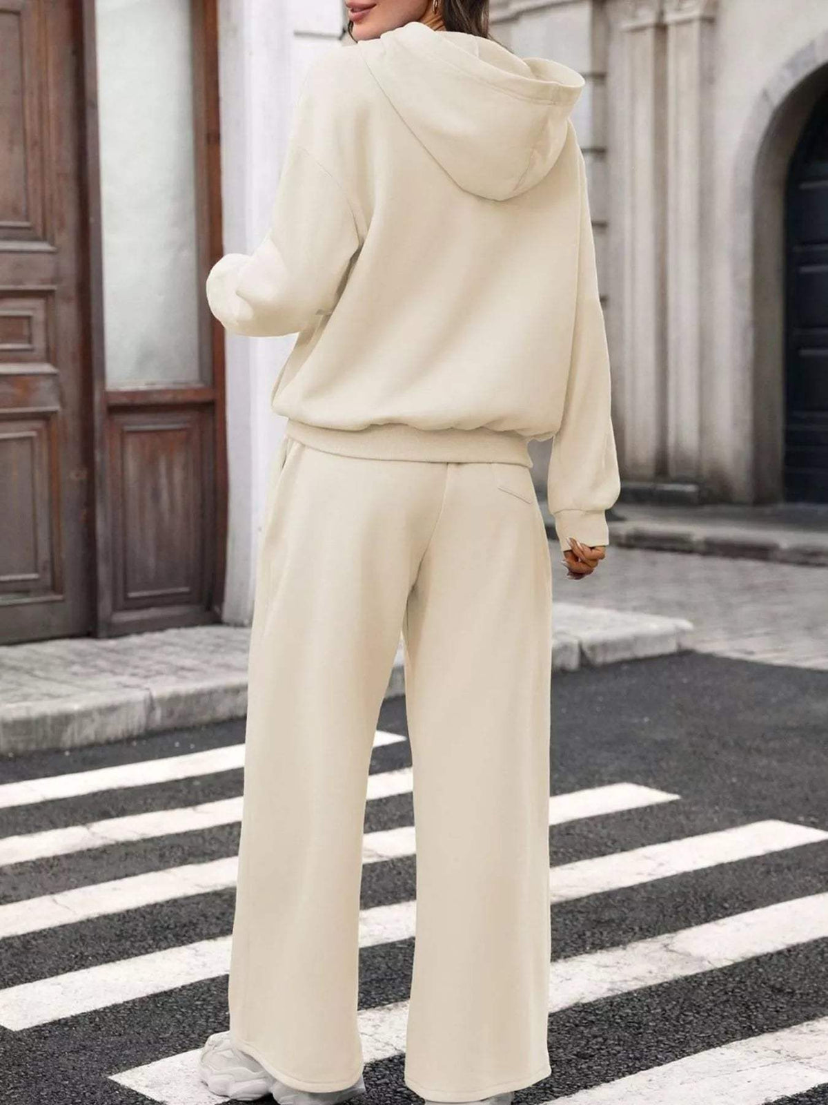 Kangaroo Pocket Hoodie and Wide-Leg Pant Set - Trendsi - Flyclothing LLC