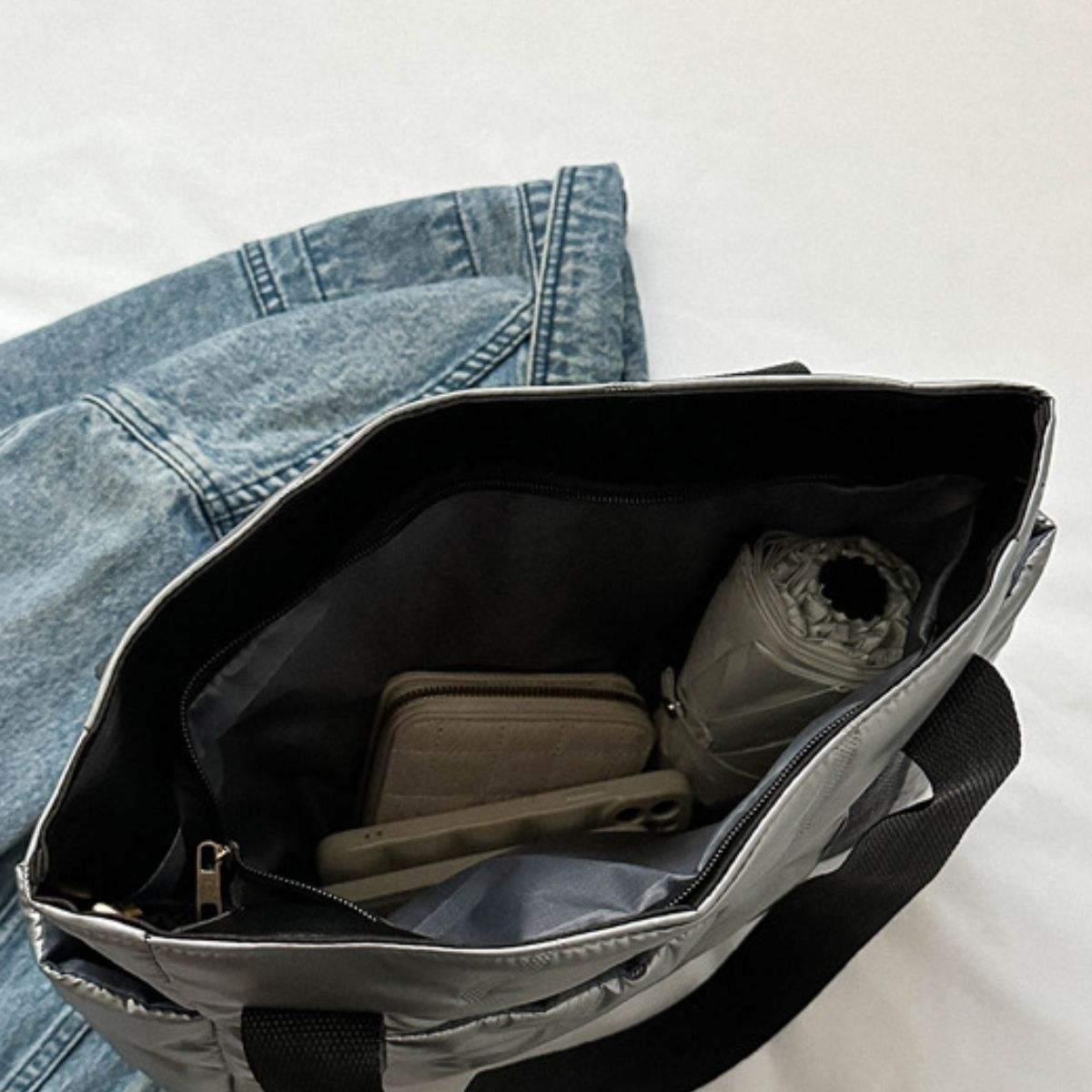 Polyester Tote Bag with Zipper - Trendsi - Flyclothing LLC