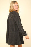 VERY J Mineral Washed Oversized A-Line Mini Dress - Trendsi