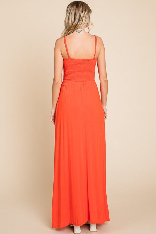 Culture Code Full Size Smocked Cami Maxi Dress with Pockets - Trendsi
