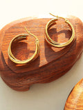 18K Gold-Plated Titanium Steel Huggie Earrings - Trendsi