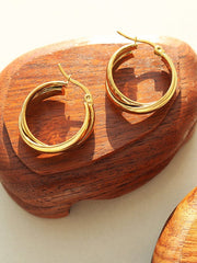 18K Gold-Plated Titanium Steel Huggie Earrings - Trendsi