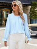 Round Neck Flounce Sleeve Top - Trendsi