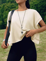 Cutout Back Short Sleeve T-Shirt - Trendsi - Flyclothing LLC