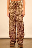 VERY J Animal Print Linen Wide Leg Pants - Trendsi