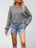 Round Neck Dropped Shoulder Sweater - Trendsi - Flyclothing LLC
