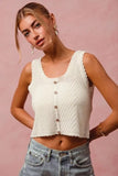 SO ME Chevron Pattern Buttoned Front Lightweight Tank Top - Trendsi