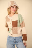 VERY J Color Block Button Down Textured Sweater Cardigan - Trendsi