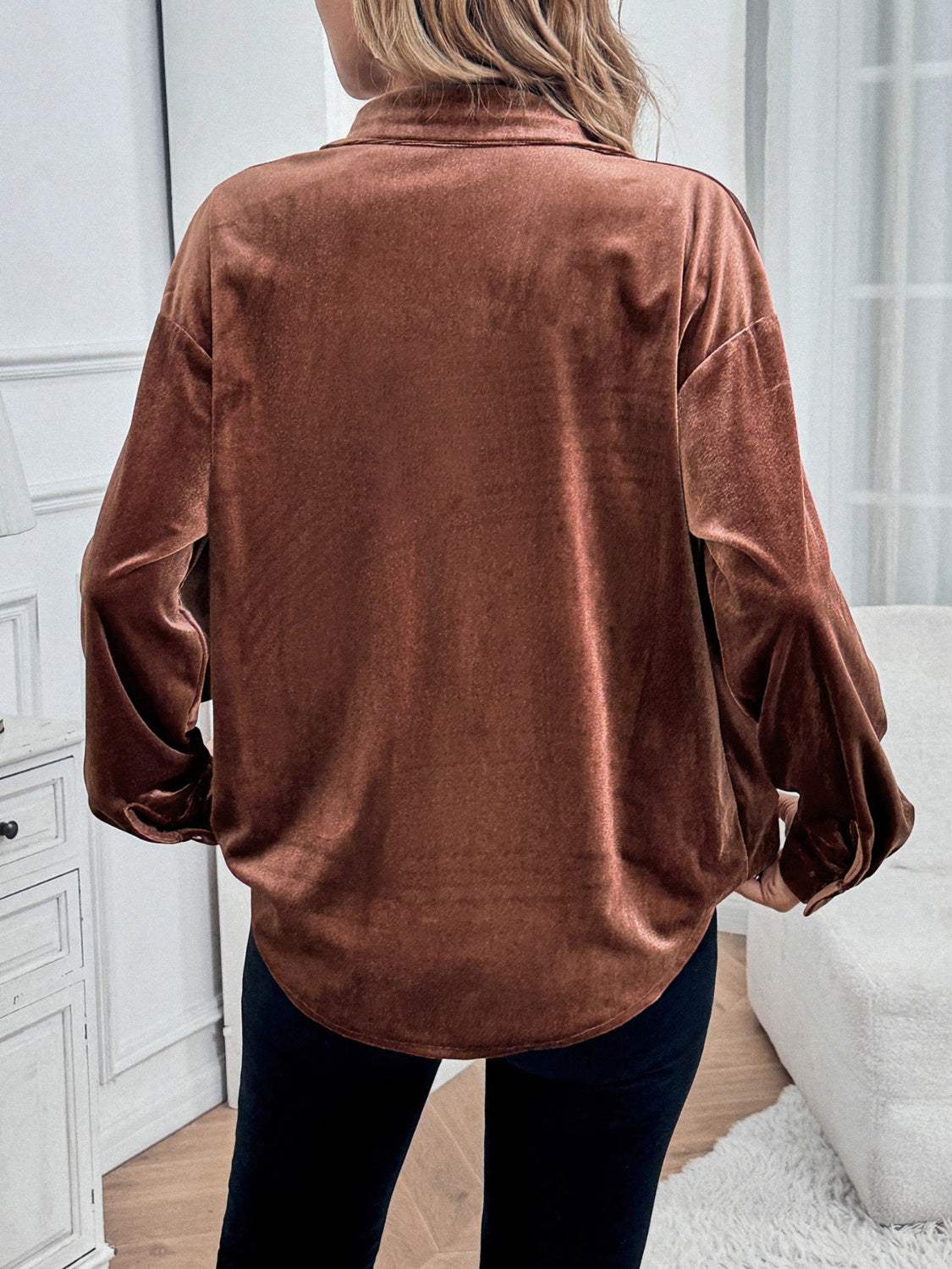 Button Up Long Sleeve Shirt - Trendsi - Flyclothing LLC