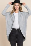 BOMBOM Open Front Long Sleeve Cocoon Cardigan - Trendsi