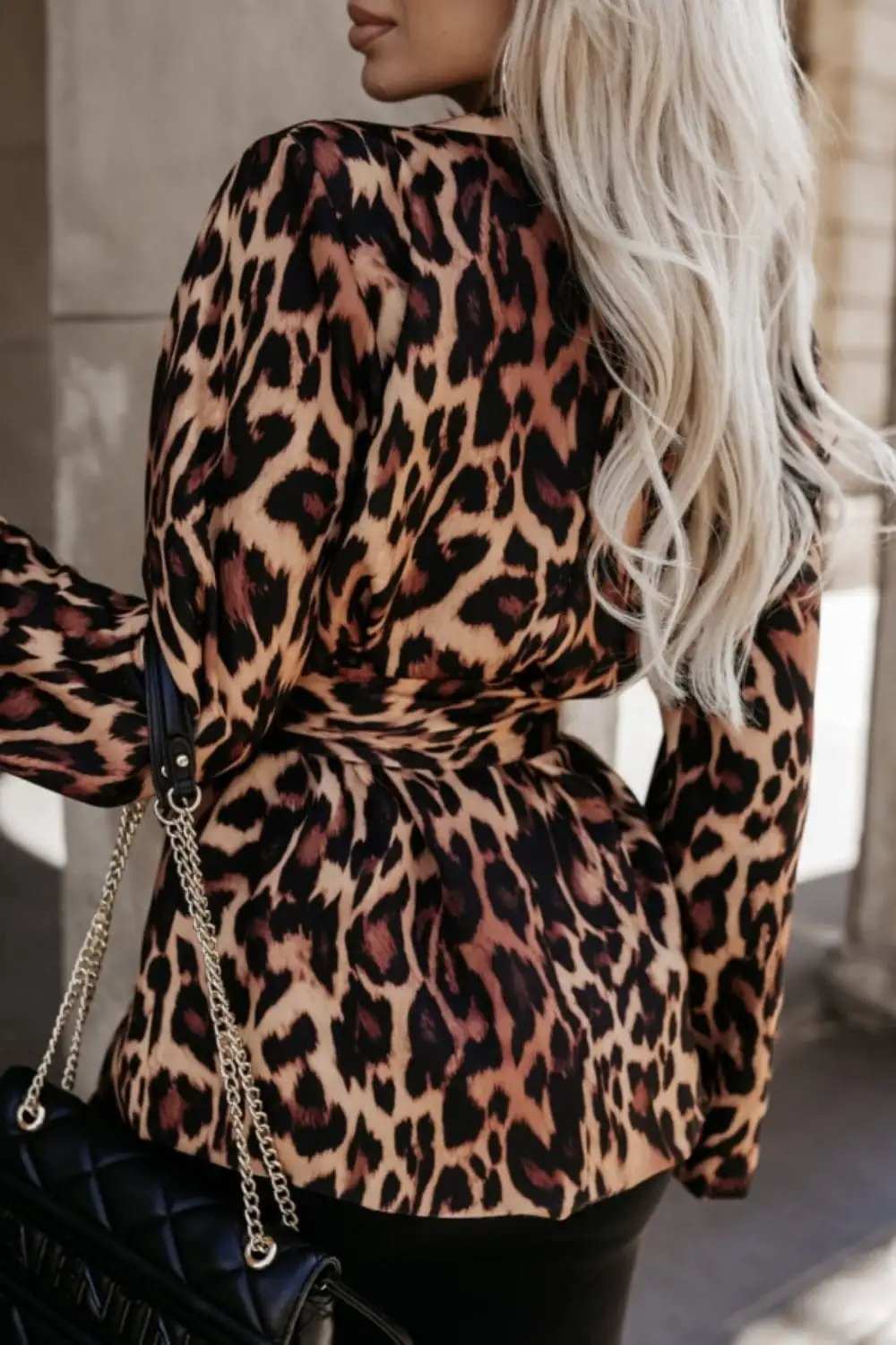 Tied Printed Collared Neck Long Sleeve Jacket - Trendsi - Flyclothing LLC