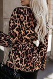 Tied Printed Collared Neck Long Sleeve Jacket - Trendsi