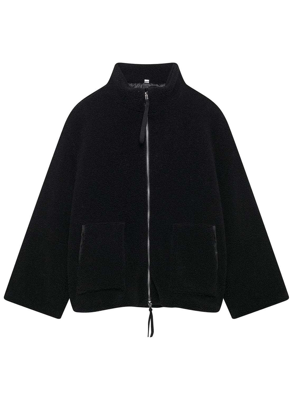 Turtleneck Zip Up Long Sleeve Plush Jacket - Trendsi - Flyclothing LLC