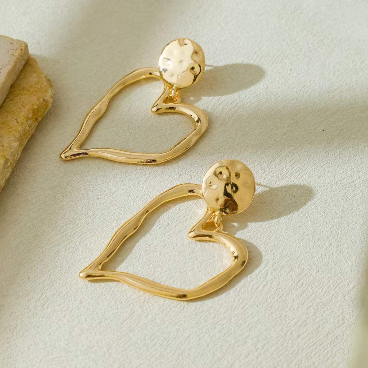 Women Fashion Geometric Heart Circle Drop Earrings Studs, Minimalist High End Daily Versatile Ear Ornaments - My Store - Flyclothing LLC