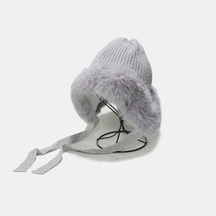 Thermal Tied Fuzzy Winter Hat - Trendsi
