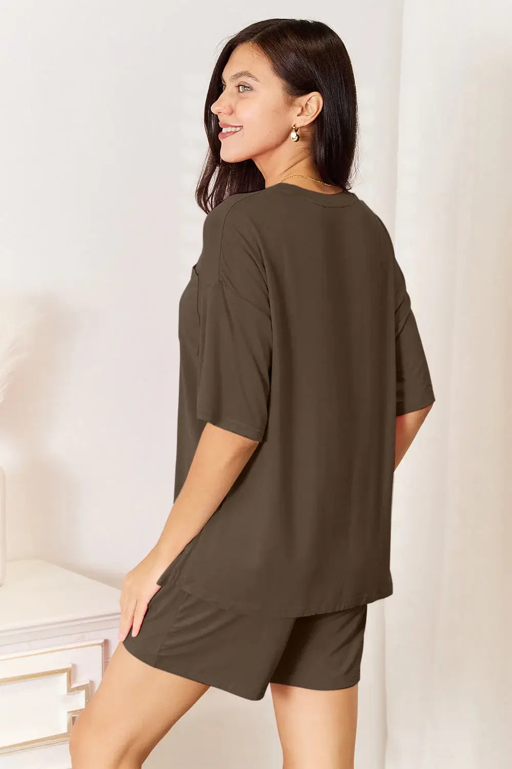 Basic Bae Bamboo Full Size Round Neck Drop Shoulder T-Shirt and Shorts Set - ShopBasicbae - Flyclothing LLC