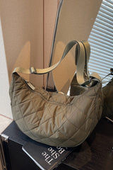 Plaid Quilted Adjustable Strap Crossbody Bag - Trendsi