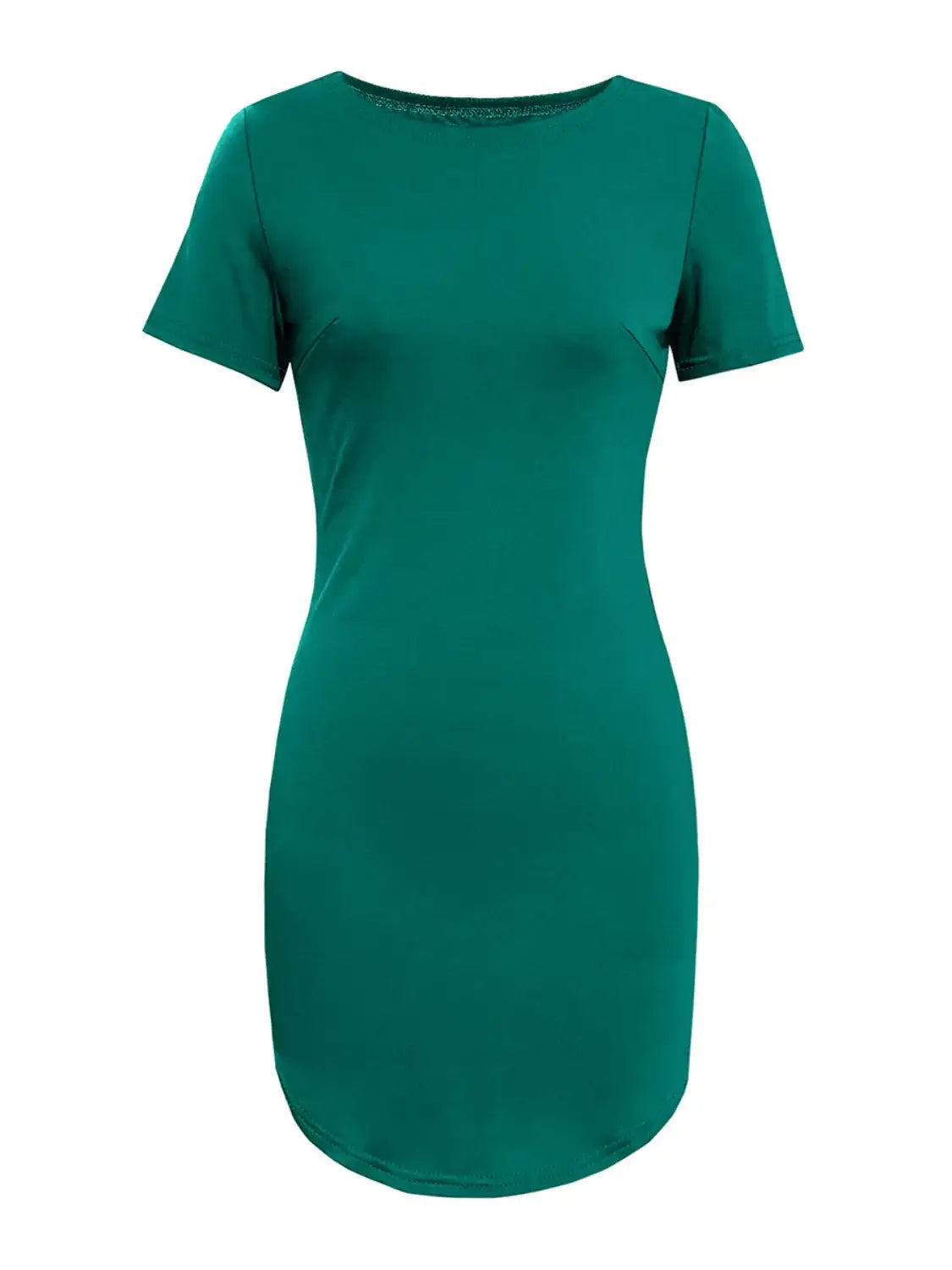 Round Neck Short Sleeve Mini Tee Dress - Trendsi - Flyclothing LLC