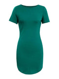 Round Neck Short Sleeve Mini Tee Dress - Trendsi