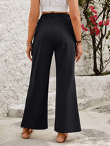 Elastic Waist Wide Leg Pants - Trendsi - Flyclothing LLC