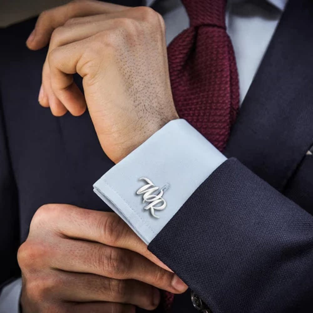 Handmade Frosted Personalized Name Abbreviation Metal Cufflinks - My Store - Flyclothing LLC