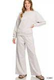 Zenana Scuba Crewneck Pullover and Pants Set - Trendsi - Flyclothing LLC