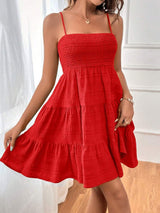 Tiered Smocked Square Neck Cami Dress - Trendsi - Flyclothing LLC